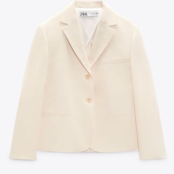 Zara Buttoned Cotton Blazer New - Picture 6 of 9